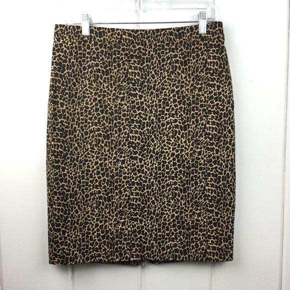 J. Crew Leopard Beige Pencil Skirt, Lined, Career Piece, Size 4 - Picture 2 of 12